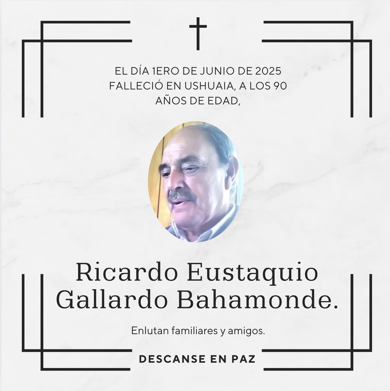 Fallecimiento | Ricardo Eustaquio Gallardo Bahamonde.
